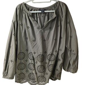 Karen Kane 100% Cotton Eyelet Blouse  sz XL
